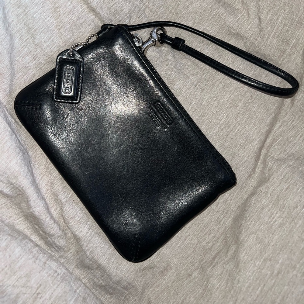 Vintage Coach black wristlet/wallet